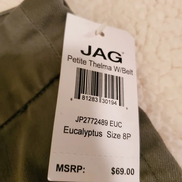 Jag Jeans Women's 8P pull on shorts. Eucalyptus color. No belt NWT. - Picture 4 of 9